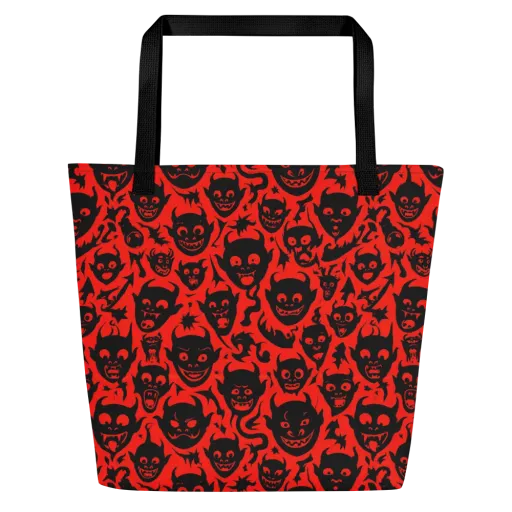 Midnight Mischief on a Large Tote Bag W/ Pocket