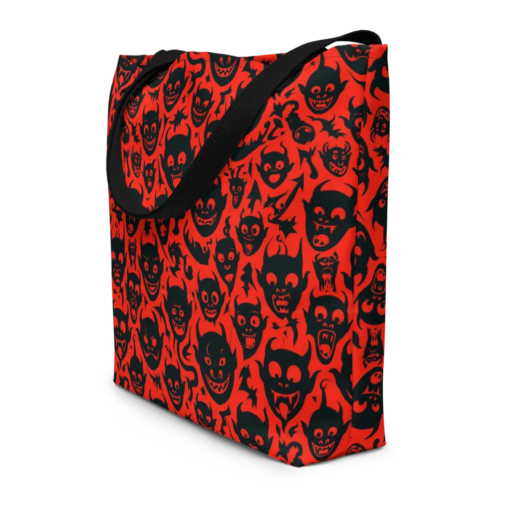 Midnight Mischief on Large Tote Bag W/ Pocket — Front