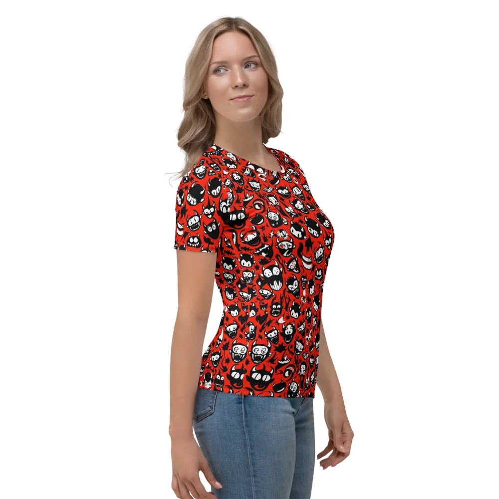 Inferno Imp on Women's Crew Neck T-Shirt — Right