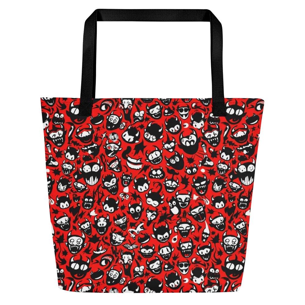 Inferno Imp on Large Tote Bag W/ Pocket — Front