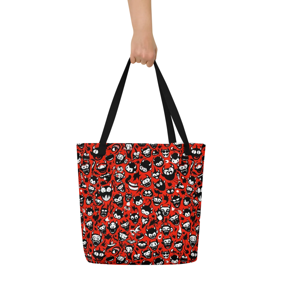 Inferno Imp on Large Tote Bag W/ Pocket — Front
