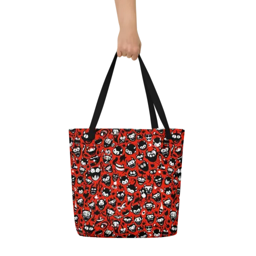 Inferno Imp on a Large Tote Bag W/ Pocket