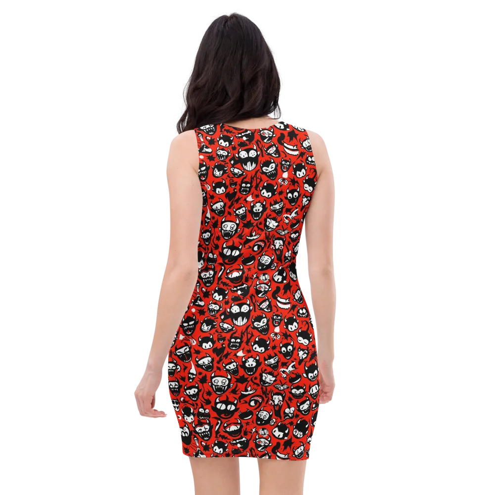 Inferno Imp on Bodycon Dress — Back