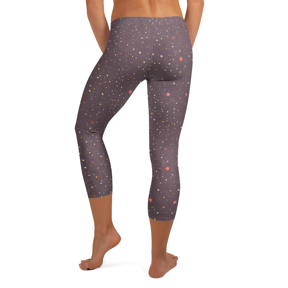 Plum Comet on Capri Leggings — Back