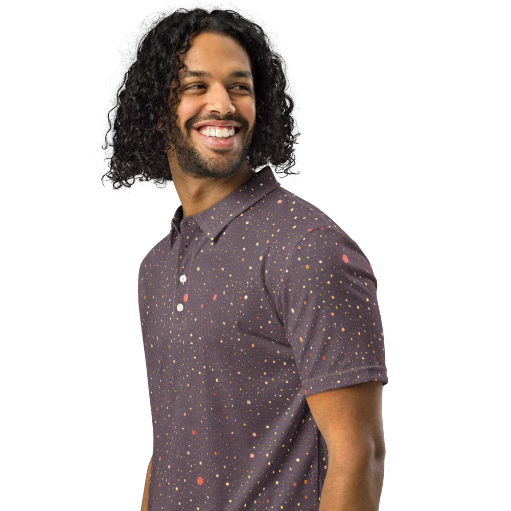 Plum Comet on Men's Slim Fit Polo Shirt — Left Front