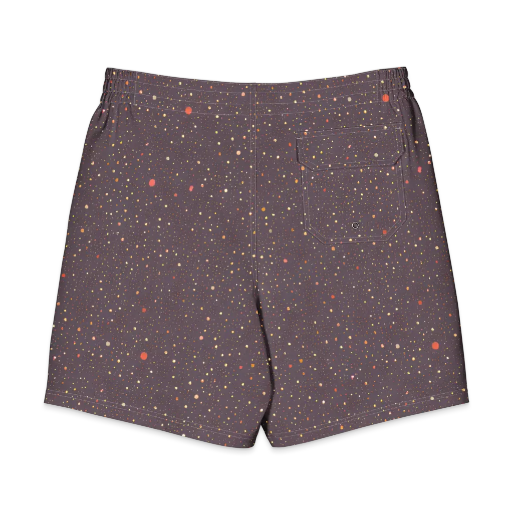 Plum Comet on Men's Board Shorts — Back