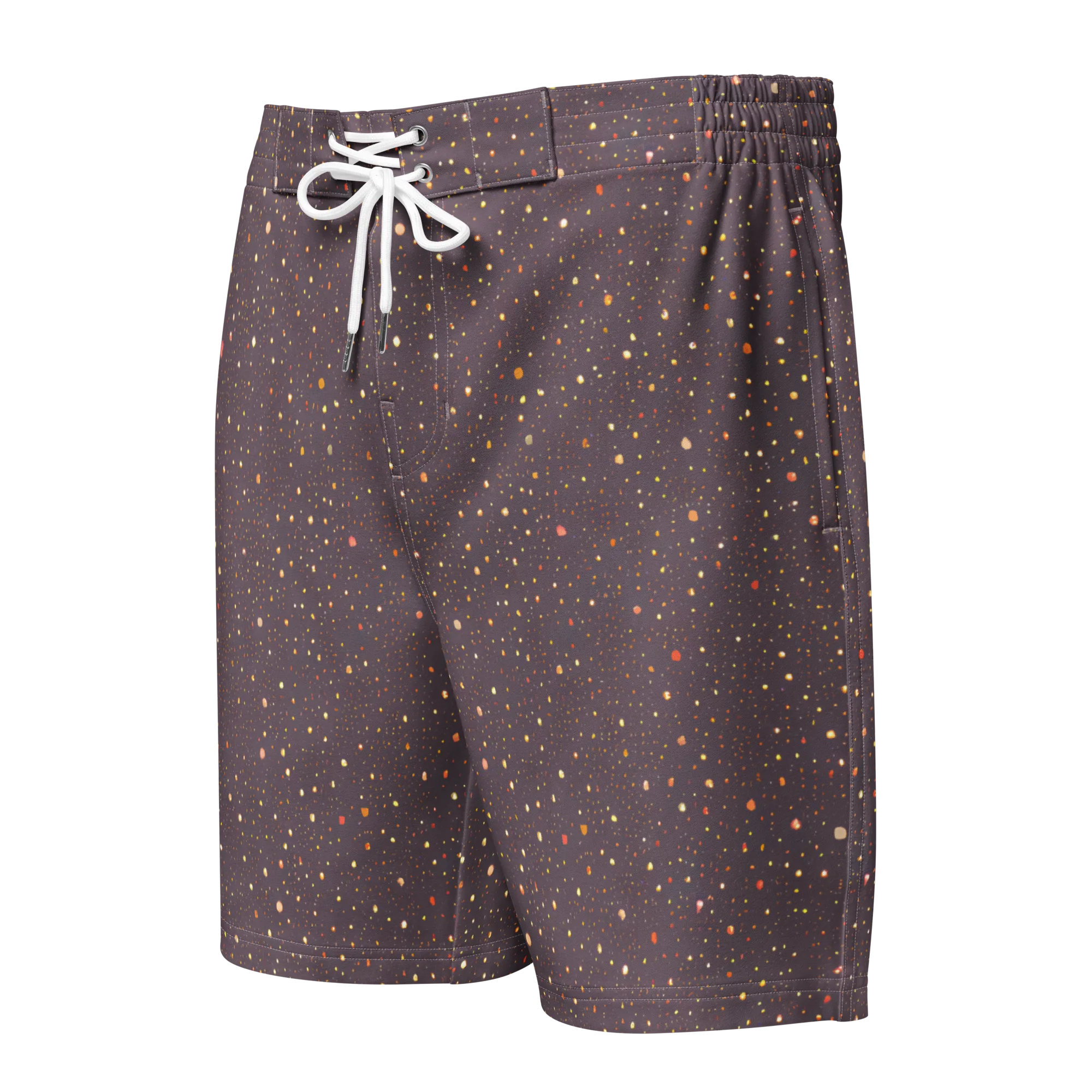 Plum Comet on Men's Board Shorts — Front