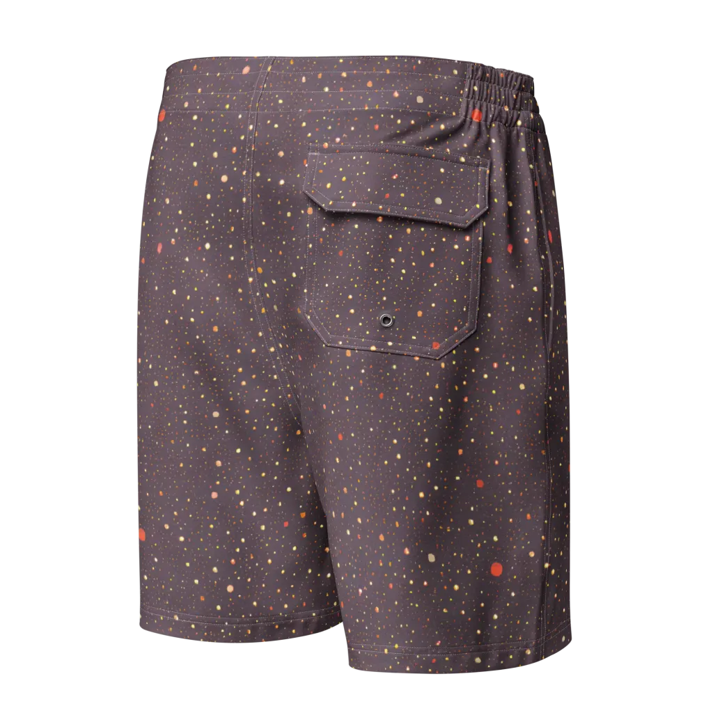 Plum Comet on Men's Board Shorts — Back
