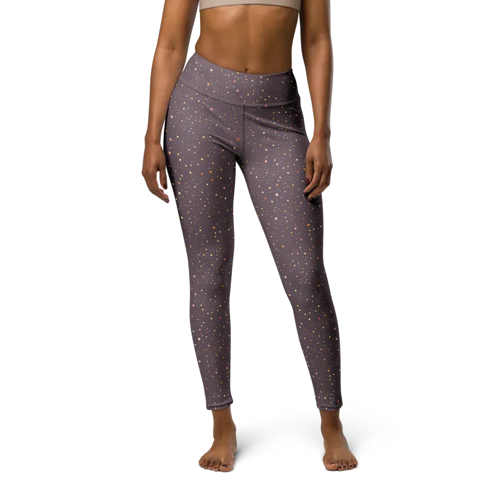 Plum Comet on Yoga Leggings — Front