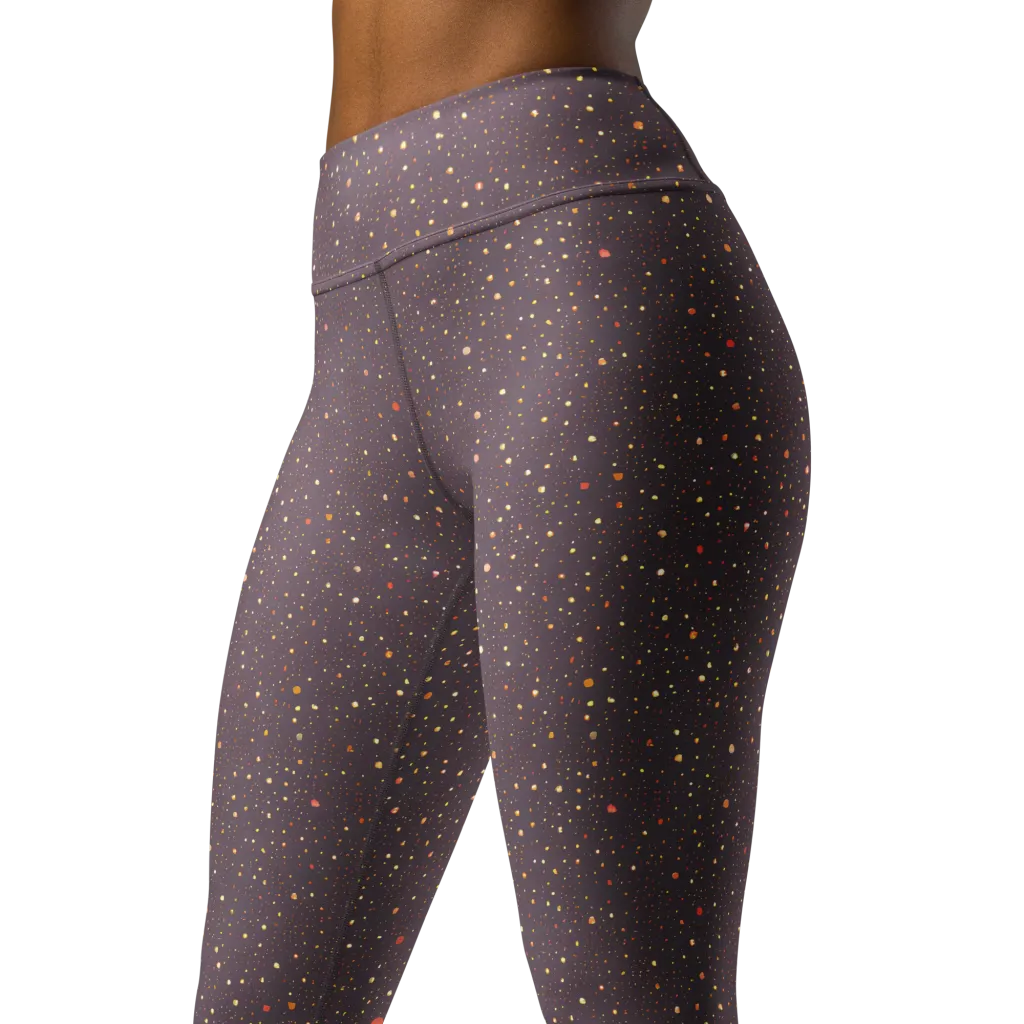 Plum Comet on Yoga Leggings — Left Front