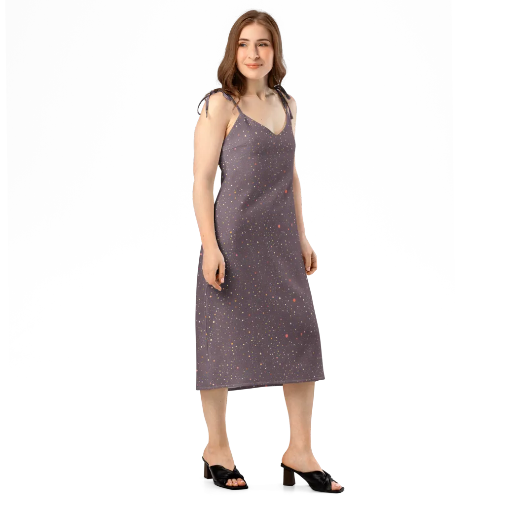 Plum Comet on Slip Dress — Right Front