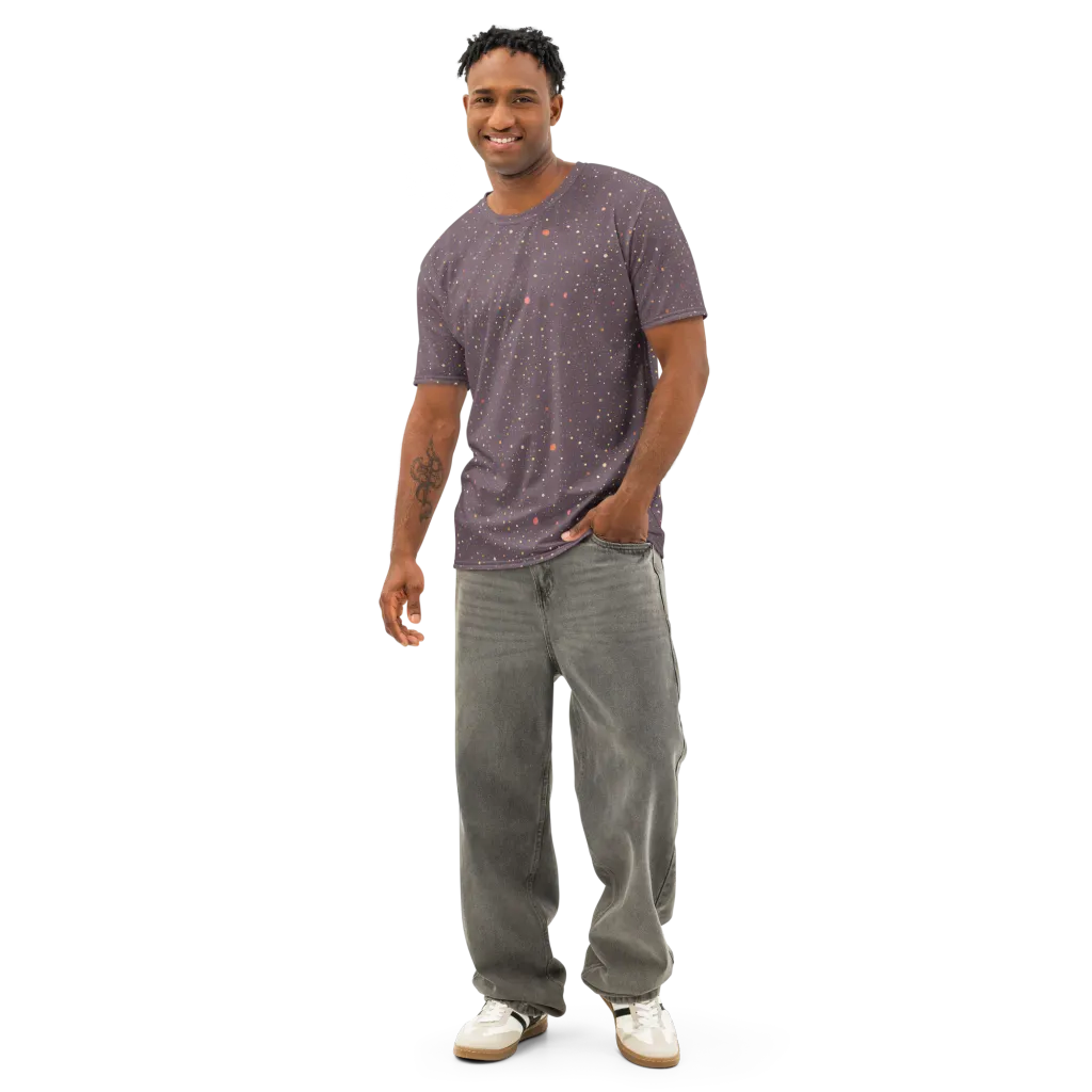 Plum Comet on Men's Cotton Crew Neck T-Shirt — Front