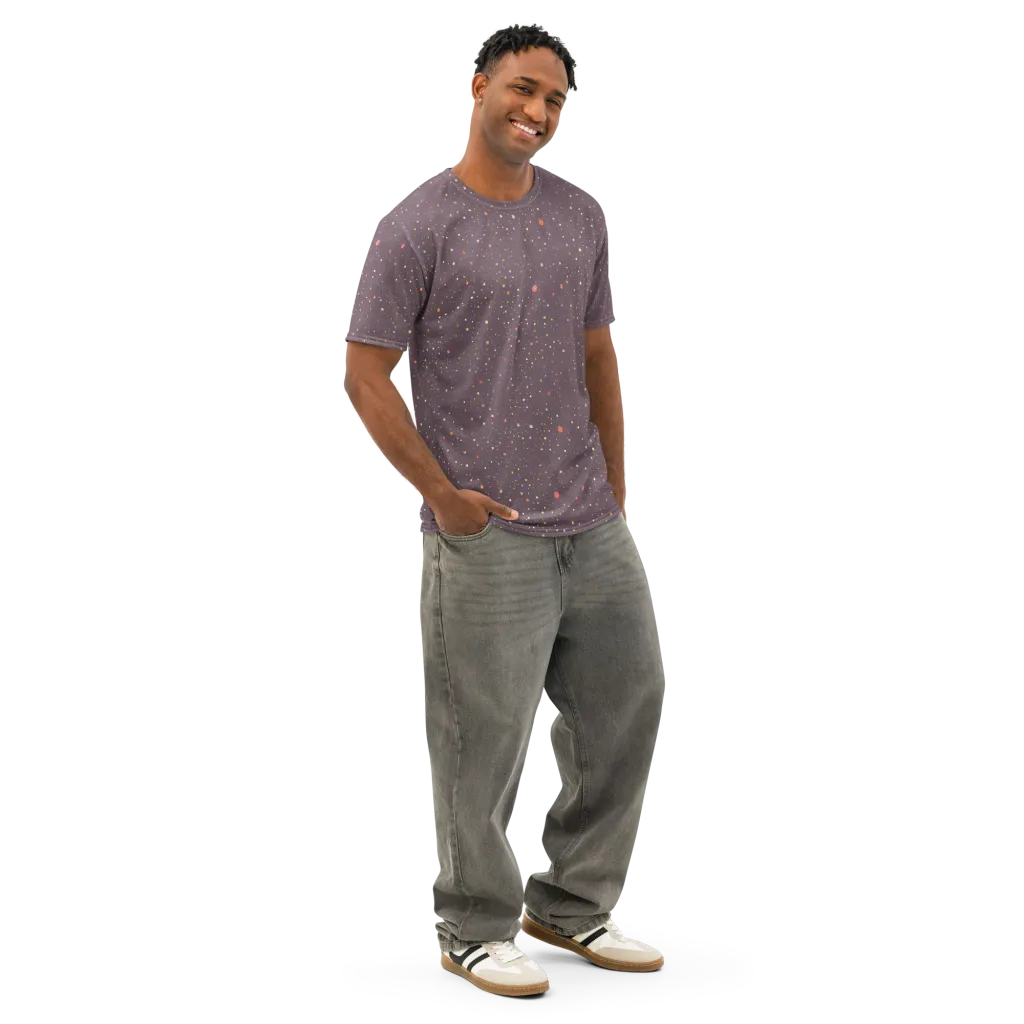 Plum Comet on Men's Cotton Crew Neck T-Shirt — Right Front