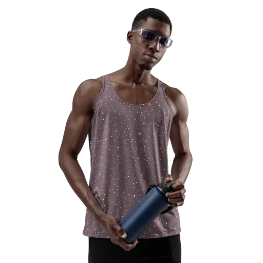 Plum Comet on a Men's Tank Top