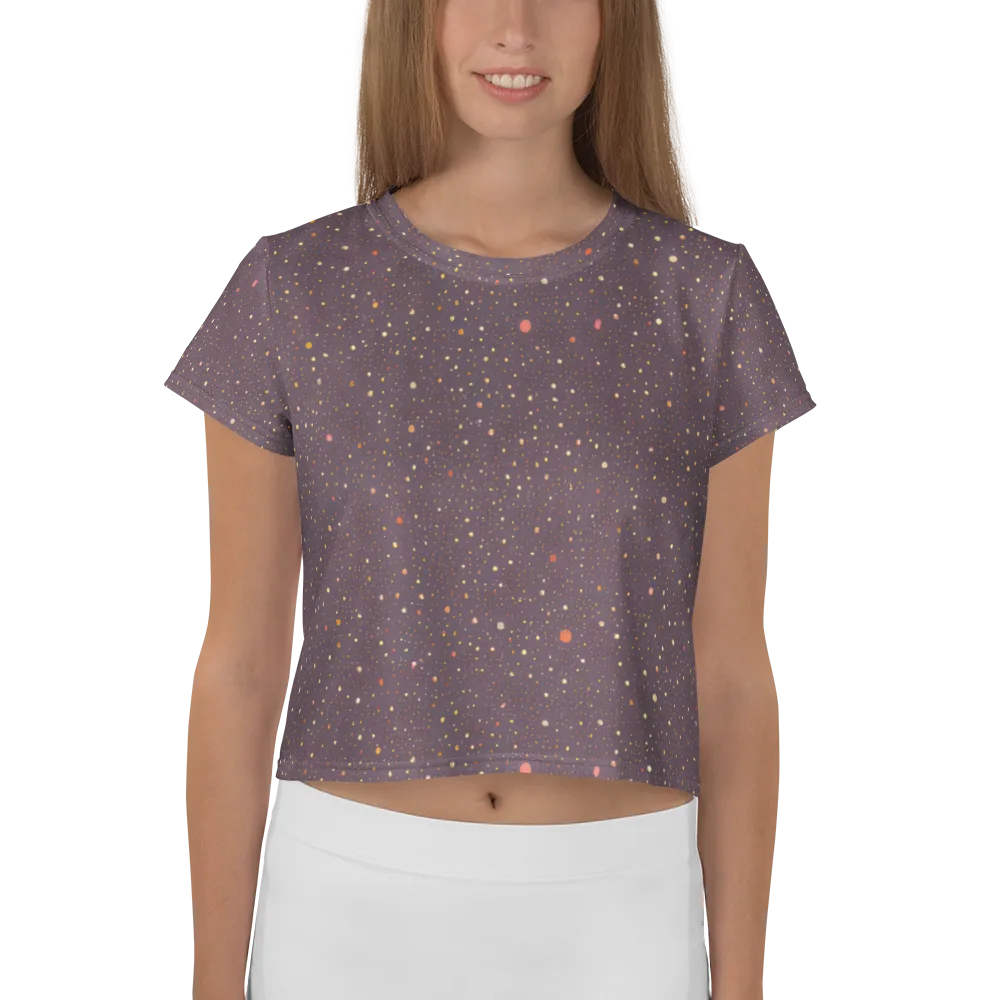 Plum Comet on Crop Tee — Front