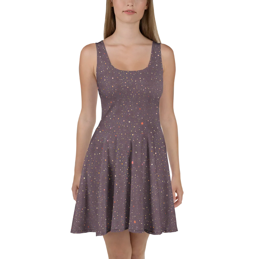 Plum Comet on Skater Dress — Front