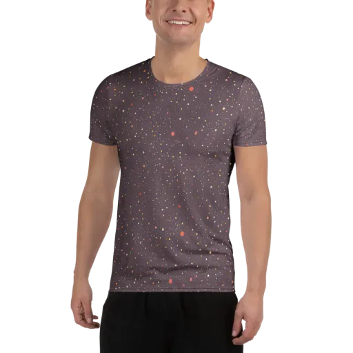Plum Comet on a Men's Athletic T-Shirt