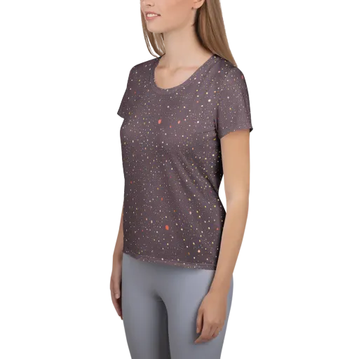 Plum Comet on a Women's Athletic T-Shirt