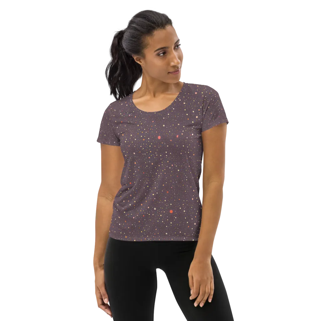 Plum Comet on Women's Athletic T-Shirt — Front