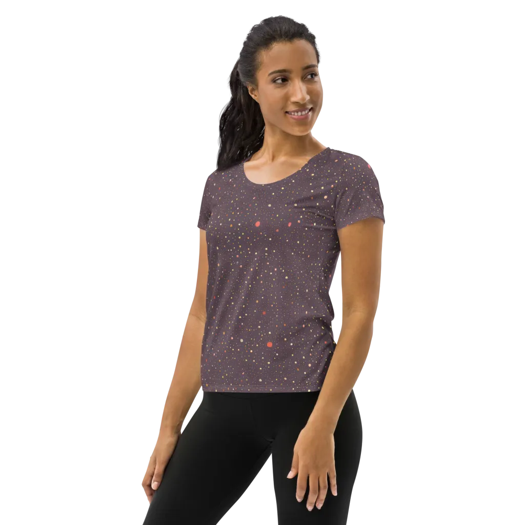 Plum Comet on Women's Athletic T-Shirt — Left