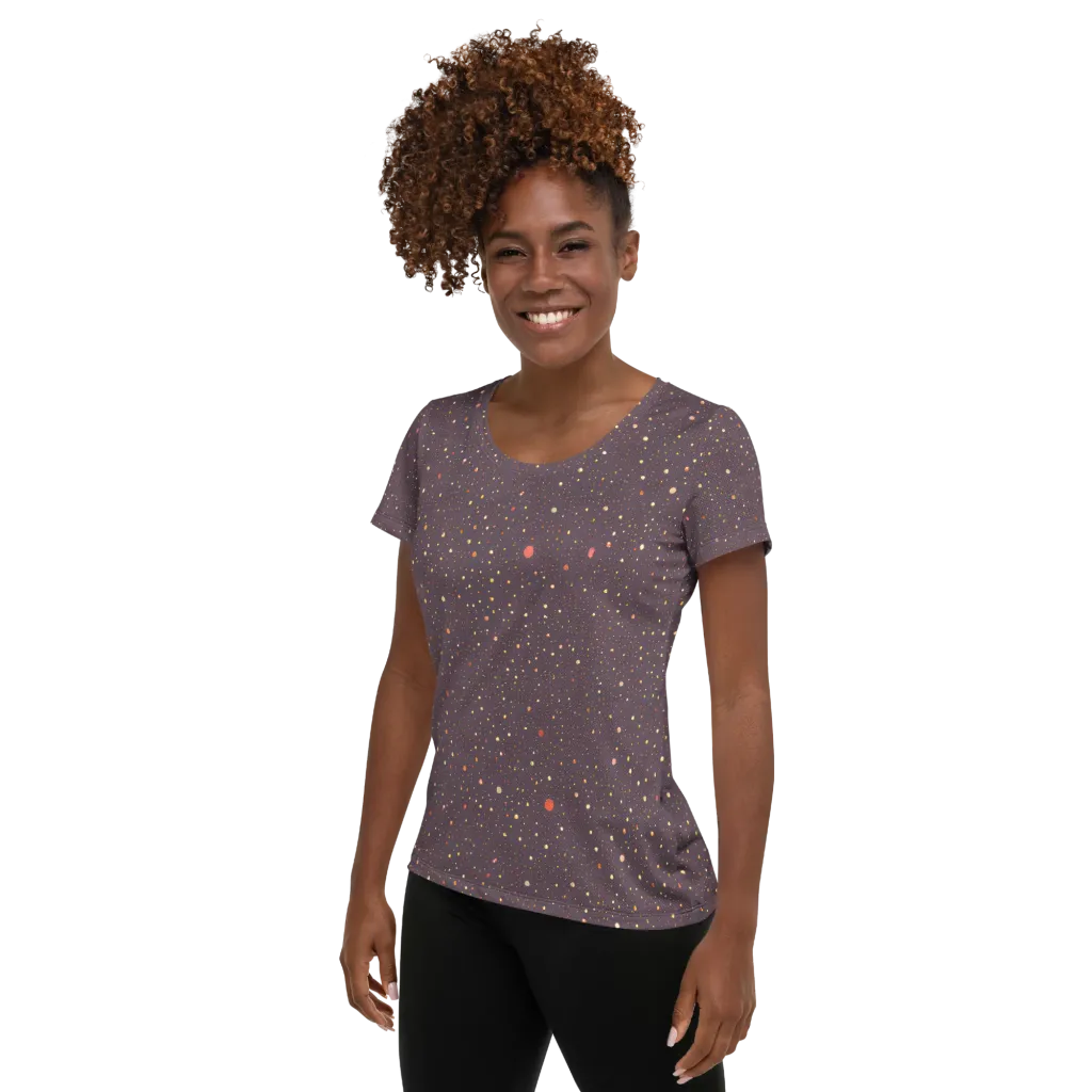 Plum Comet on Women's Athletic T-Shirt — Left