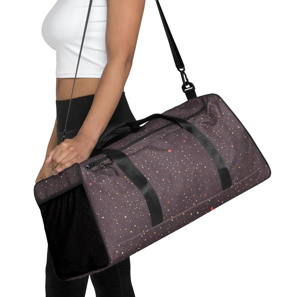 Plum Comet on Duffle Bag — Front