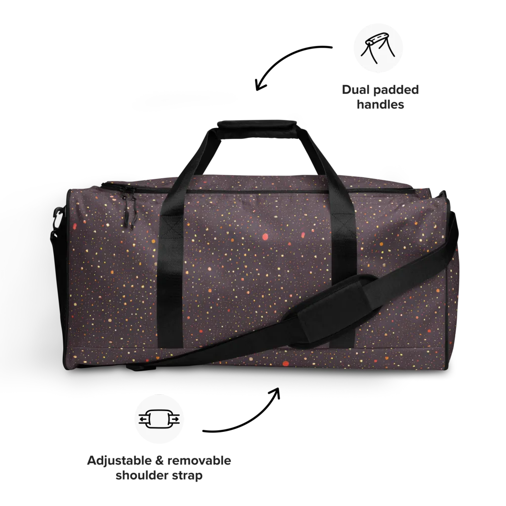 Plum Comet on Duffle Bag — Front