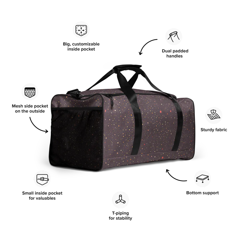 Plum Comet on Duffle Bag — Right Front