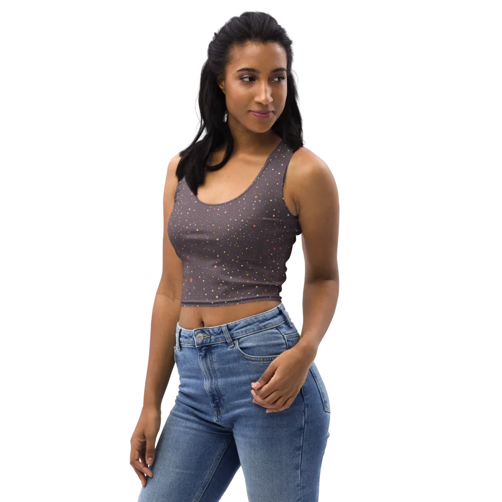 Plum Comet on Crop Top — Left Front