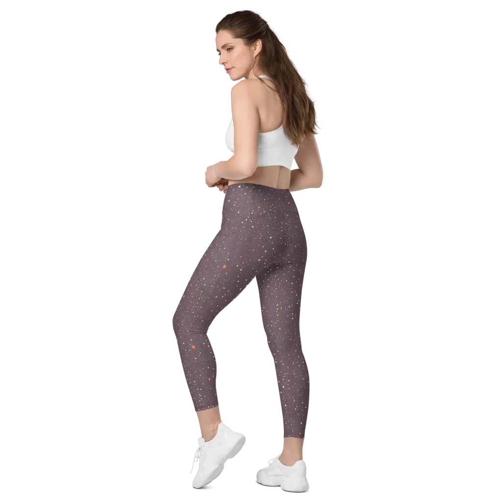 Plum Comet on Leggings with Pockets — Left Back