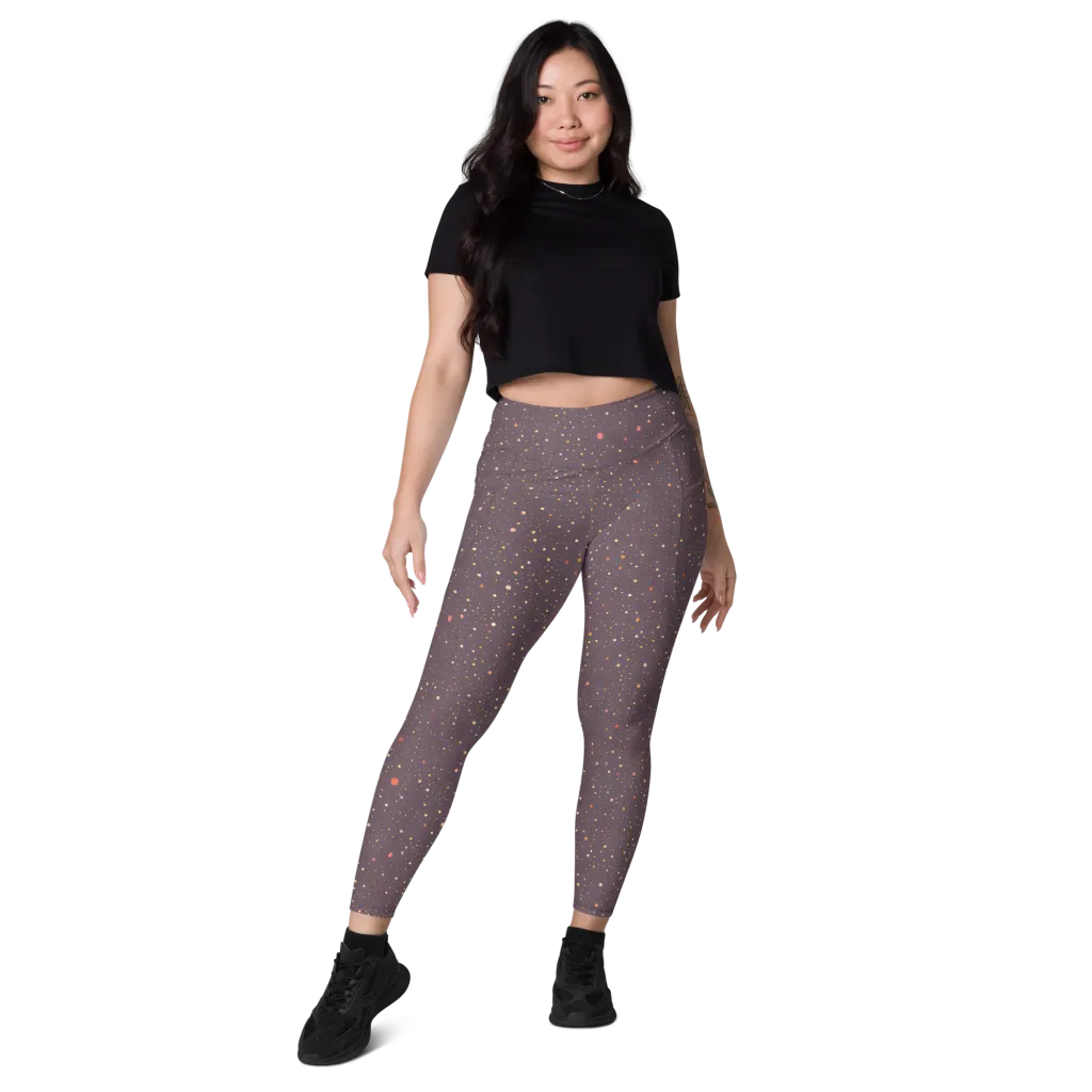Plum Comet on Leggings with Pockets — Front