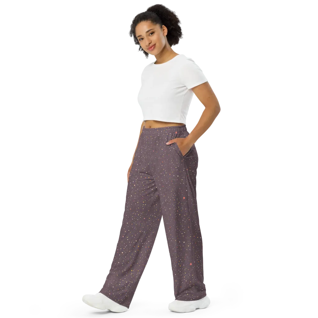 Plum Comet on Wide-Leg Pants — Left Front