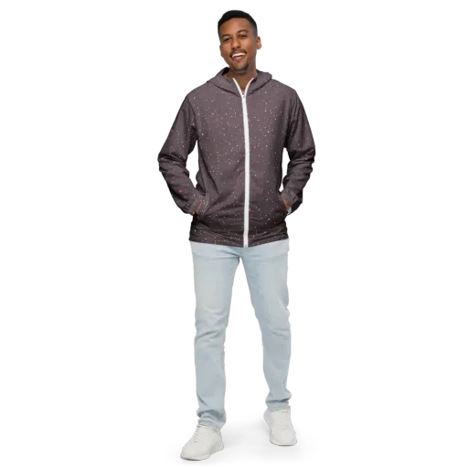 Plum Comet on a Men's Windbreaker