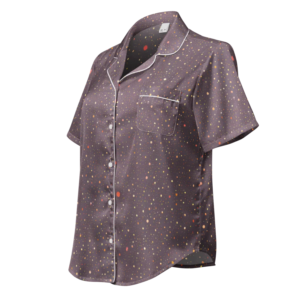 Plum Comet on Women's Short Sleeve Pajama Top — Left Front