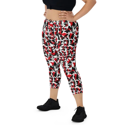 Crimson Inkblot on a Capri Leggings