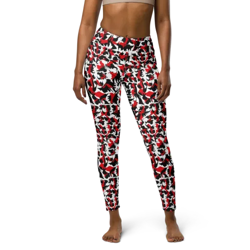 Crimson Inkblot on a Yoga Leggings