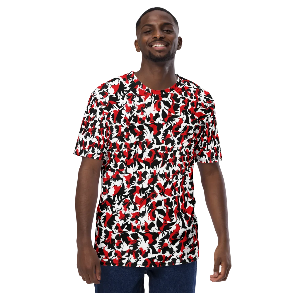 Crimson Inkblot on Men's Crew Neck T-Shirt — Front