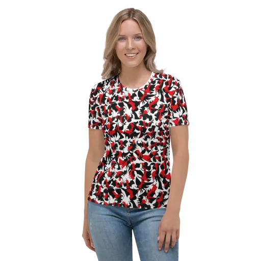 Crimson Inkblot on a Women's Crew Neck T-Shirt
