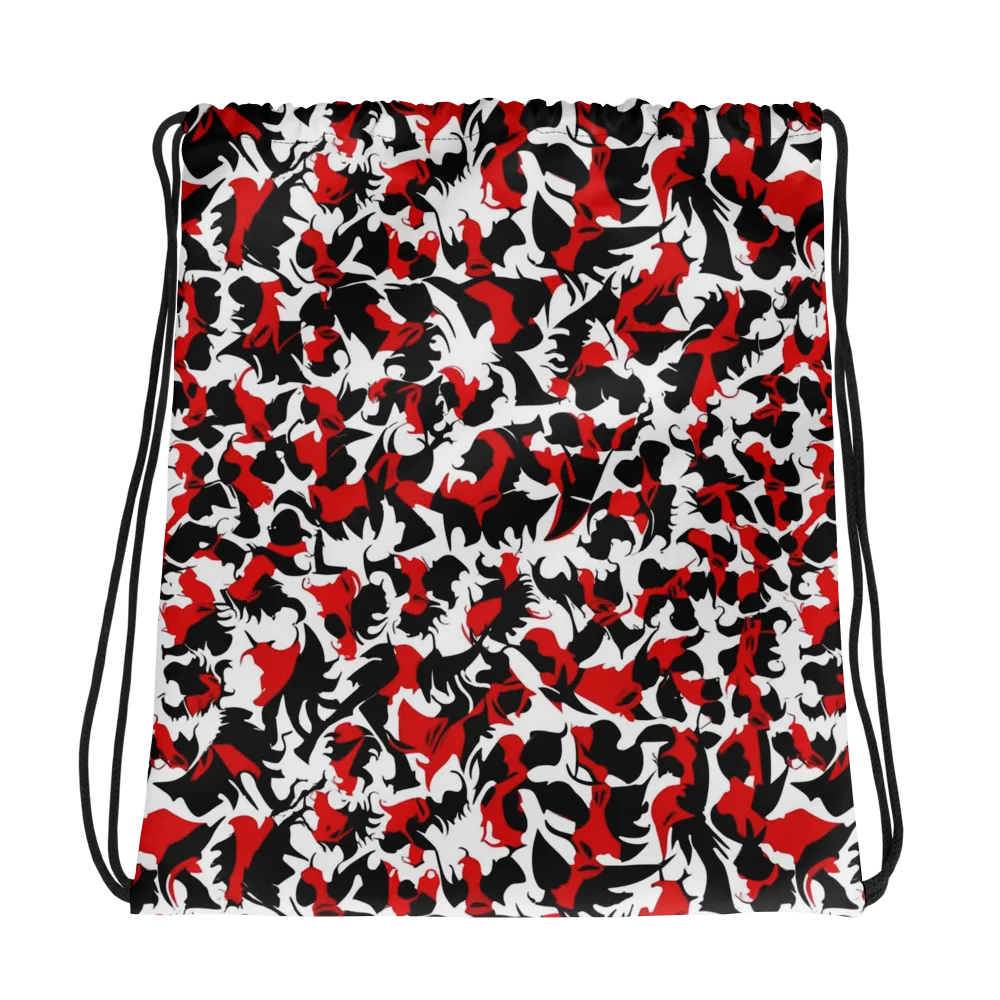 Crimson Inkblot on Drawstring Bag — Photo