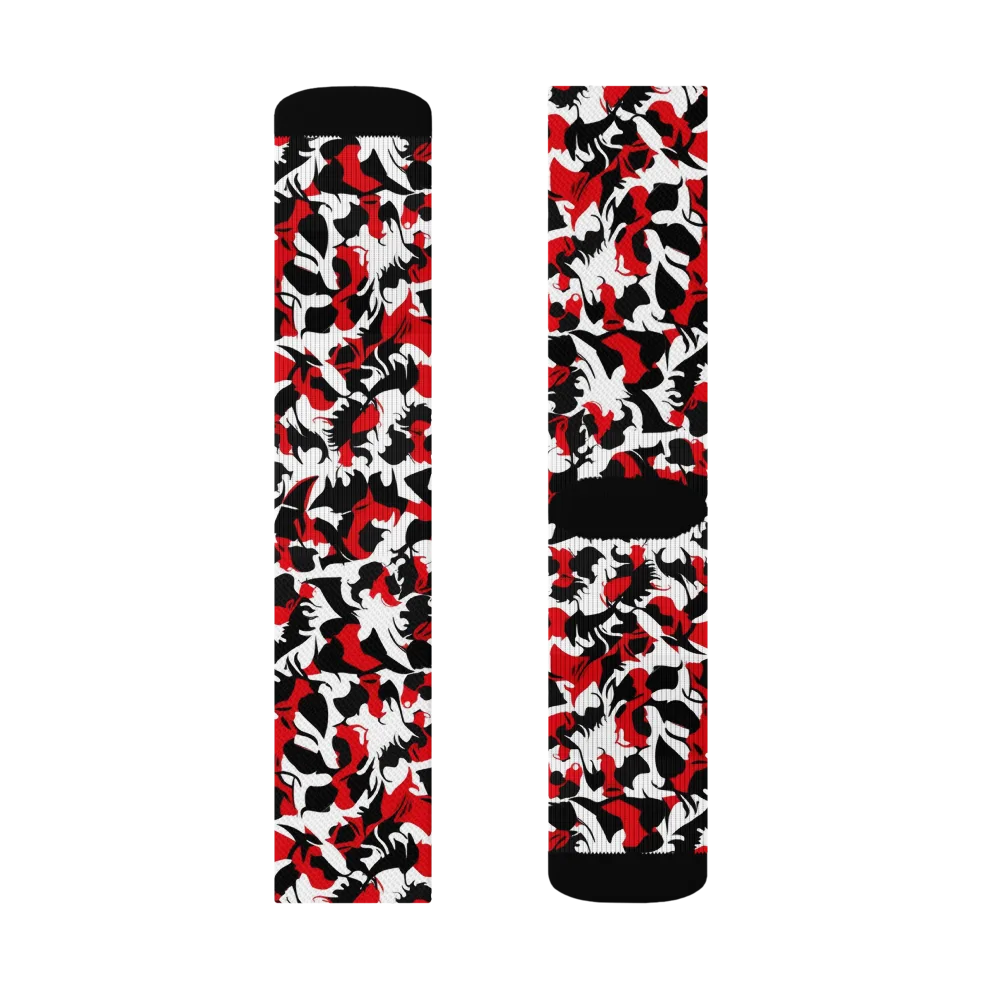 Crimson Inkblot on Socks — Right Sock