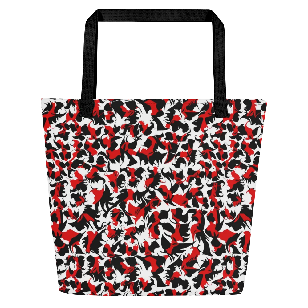 Crimson Inkblot on Large Tote Bag W/ Pocket — Front