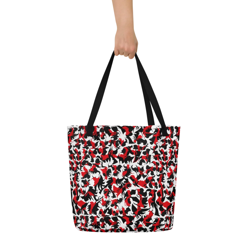 Crimson Inkblot on Large Tote Bag W/ Pocket — Front