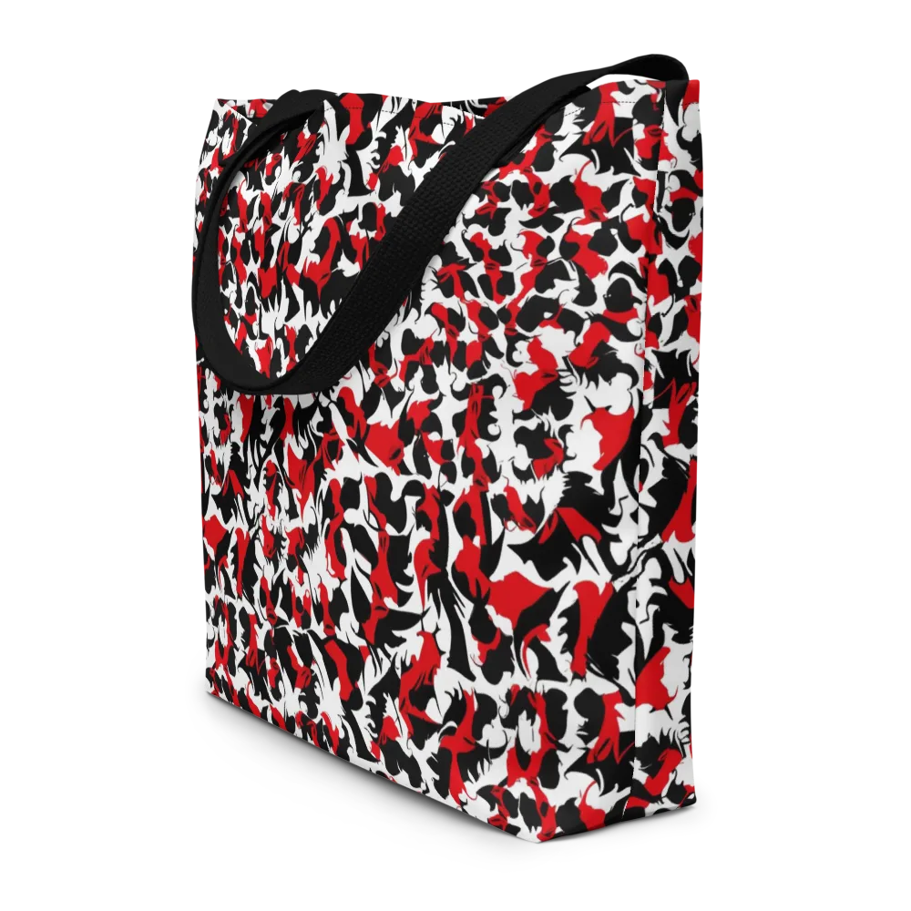 Crimson Inkblot on Large Tote Bag W/ Pocket — Front