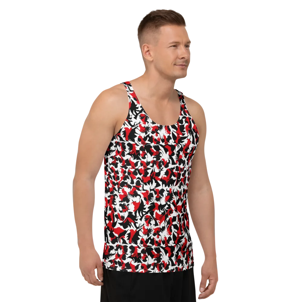 Crimson Inkblot on Men's Tank Top — Right Front