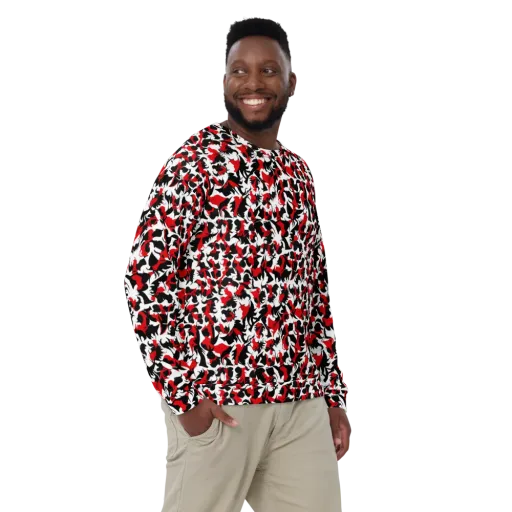 Crimson Inkblot on a Sweatshirt