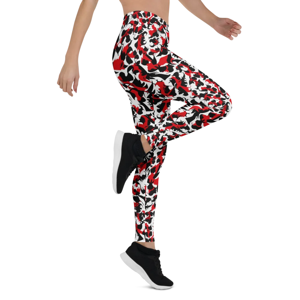 Crimson Inkblot on Leggings — Right