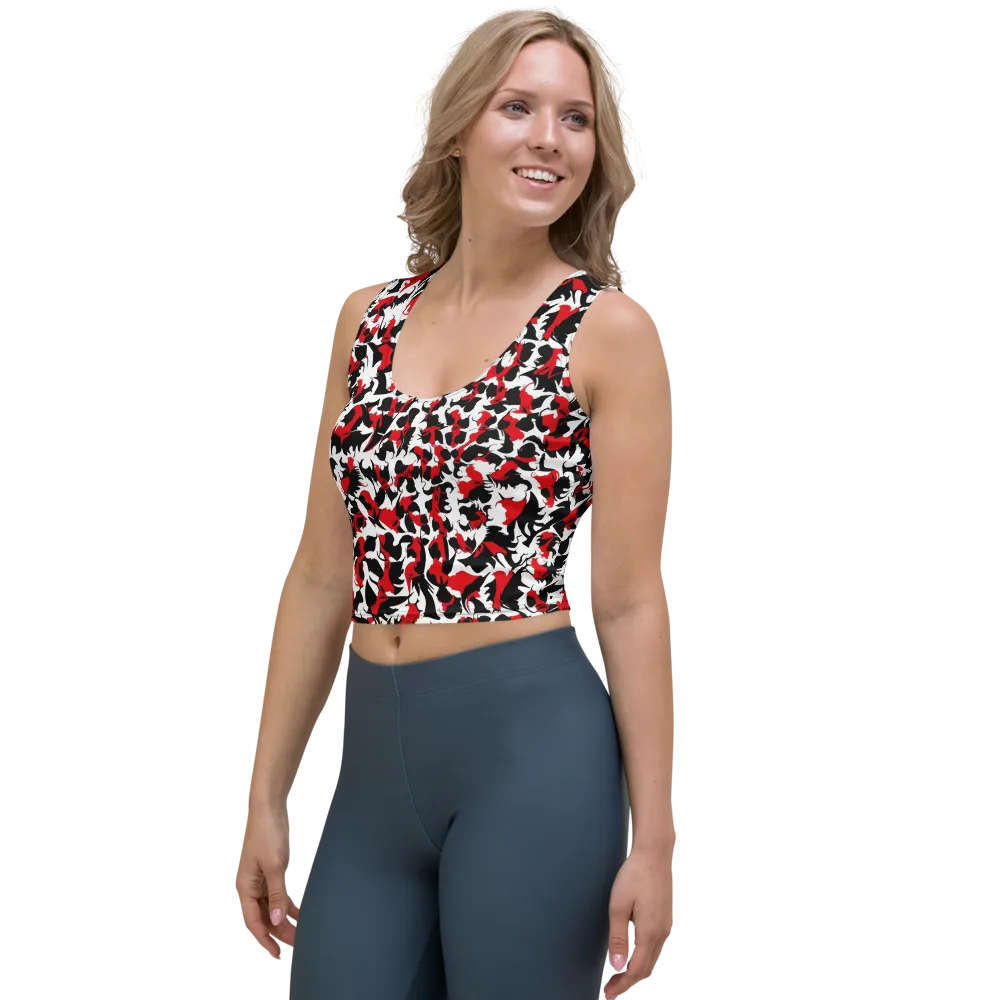 Crimson Inkblot on Crop Top — Left Front