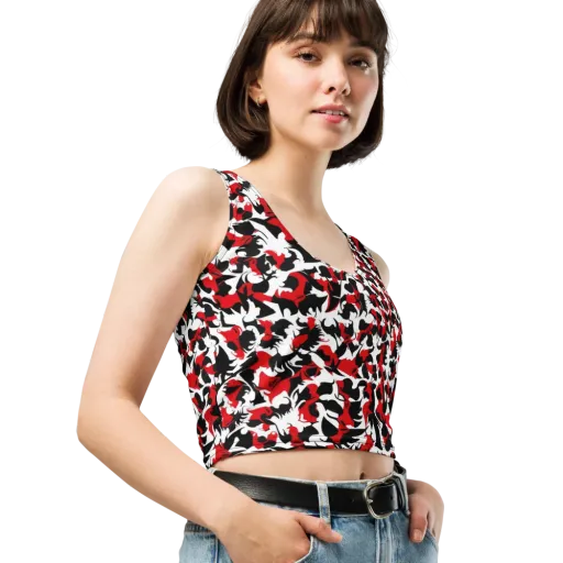 Crimson Inkblot on a Crop Top
