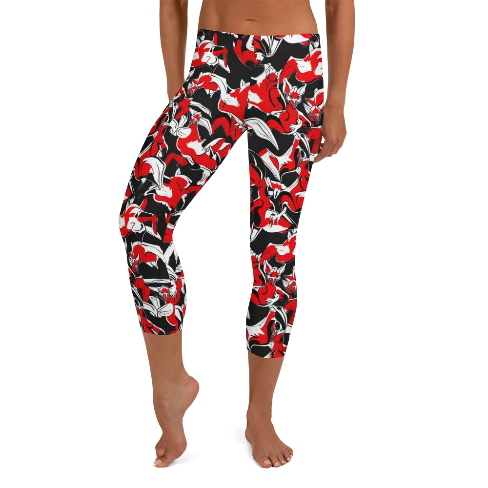 Crimson Nocturne on Capri Leggings — Front