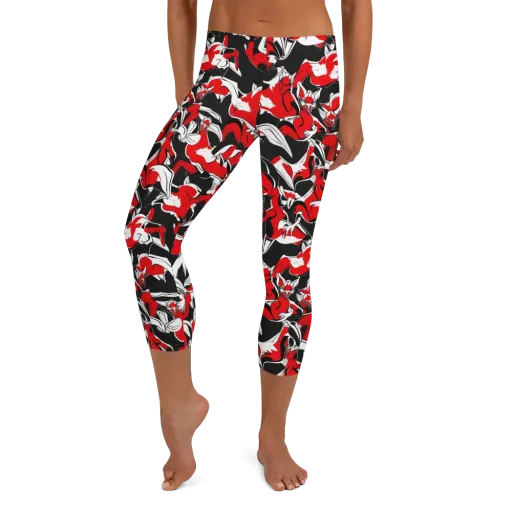 Crimson Nocturne on a Capri Leggings
